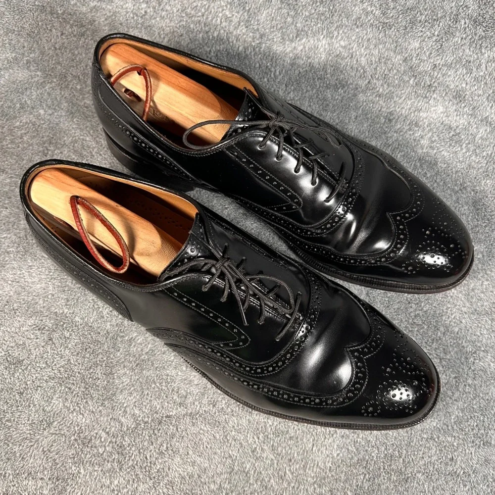 Johnston & Murphy Oxford Dress Shoes Limited Wingtip 10 D Black Leather 24-93210